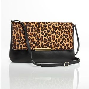 Talbots Leather Calf-Hair Leopard Shoulder Bag